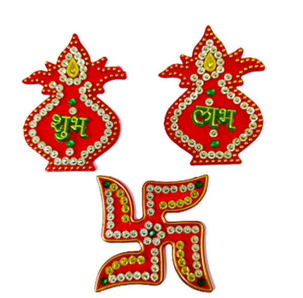DMS Retail Creation Shubh Labh Kalash Swastik Sticker for Door Decoration Floor Decoration dmsretail