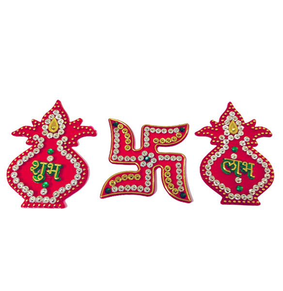 DMS Retail Creation Shubh Labh Kalash Swastik Sticker for Door Decoration Floor Decoration dmsretail