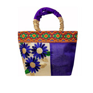 DMS Retail Floral Embroidered Handbag For Women Purple dmsretail