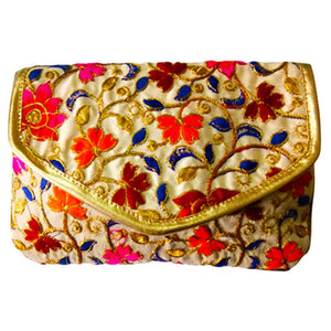 DMS Retail Floral Embroidered Party Wear Clutch For Women dmsretail