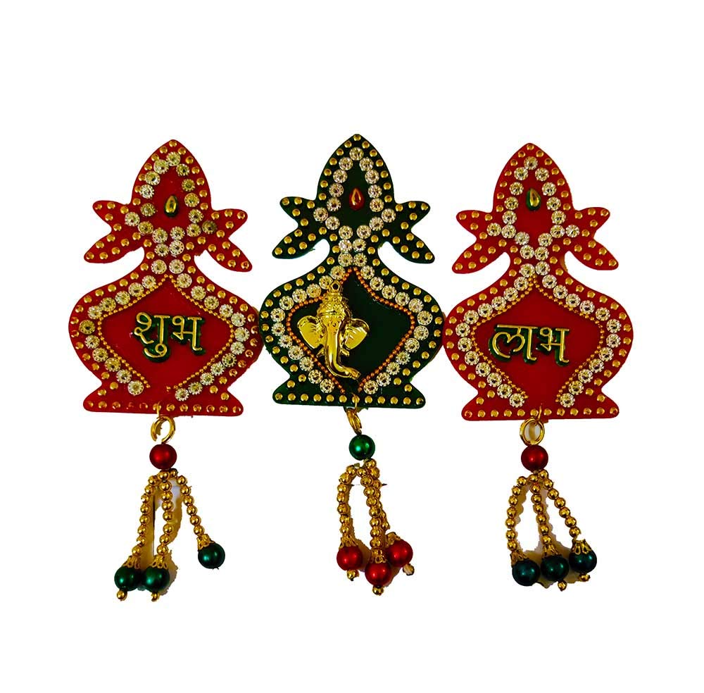 DMS Retail Handcrafted Acrylic Pearl Stone Zoomar Studded Shubh Labh