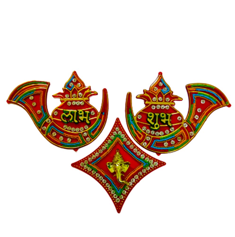 DMS Retail Handcrafted Acrylic Shubh Labh Ganesh Kalash Stickers for