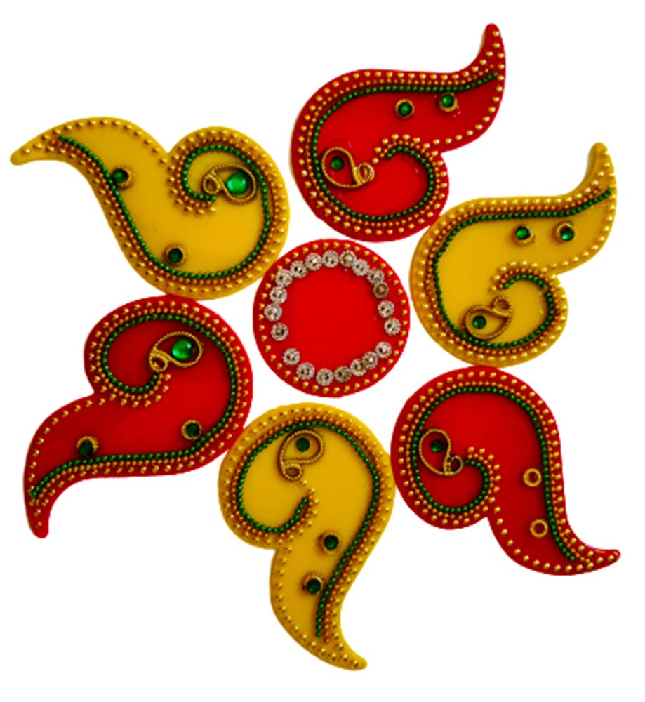 DMS Retail Multicolor Acrylic Handcrafted Decorative Rangoli Set
