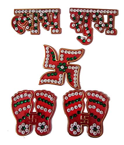 DMS Retail Multicolor Acrylic Shubh Labh Laxmi Feet Swastik Sticker