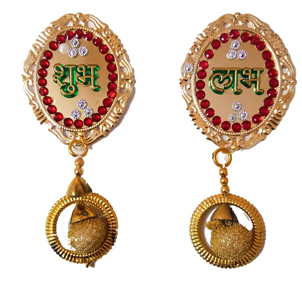 DMS Retail Multicolor Acrylic Zoomar Shubh Labh Sticker for Wall Decoration Shubh Labh for Door Decoration Diwalion for Diwali Decoration dmsretail