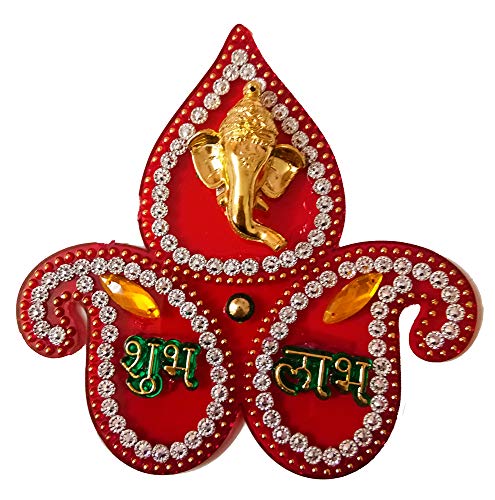 DMS Retail Multicolor Keri Shape Acrylic Shubh Labh Ganesh Sticker