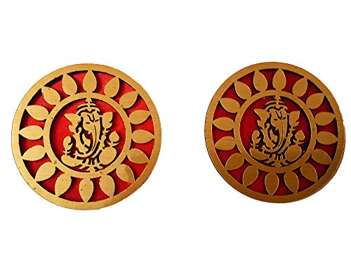 DMS Retail Multicolor Wooden Ganesh Sticker for Wall Decoration