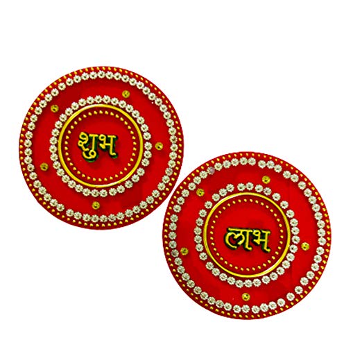 DMS Retail Red Round Acrylic Shubh Labh for Door Decoration |Floor