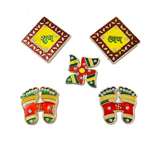 DMS Retail Shubh Labh Swastik Laxmicharan Set for Home Decoration|Diwali Decoration Item|Wall Decoration dmsretail