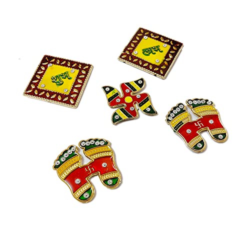 DMS Retail Shubh Labh Swastik Laxmicharan Set for Home Decoration|Diwali Decoration Item|Wall Decoration dmsretail