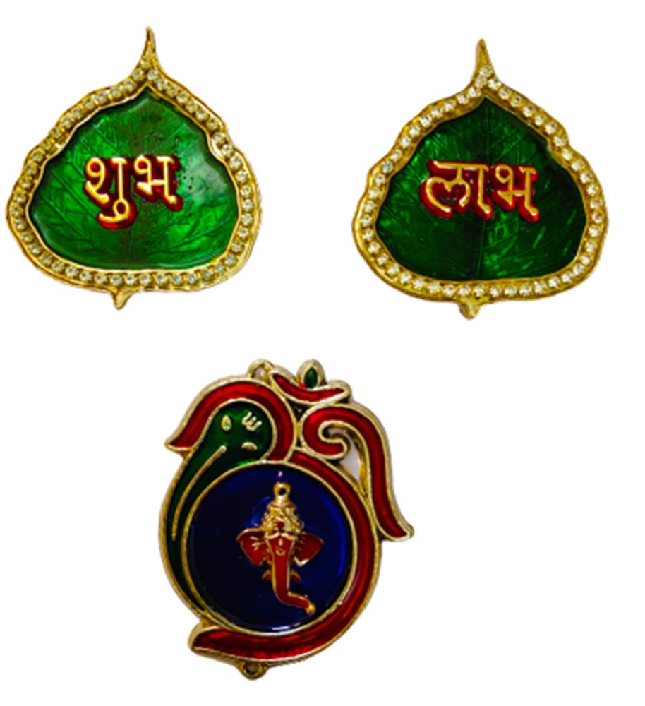 DMS Retail Tone Studded Handcrafted SHUBH-LABH-Ganesh (A Hindu Symbol)- A Sticker for Home Decoration Floor Wall Diwali Decoration dmsretail