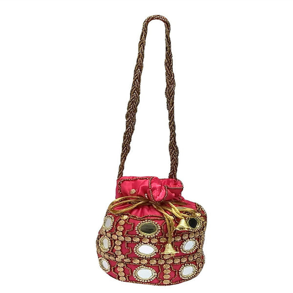 Designer Beads Studded Handcrafted Silk Potli Bag Combo Of 4 Bags dmsretail