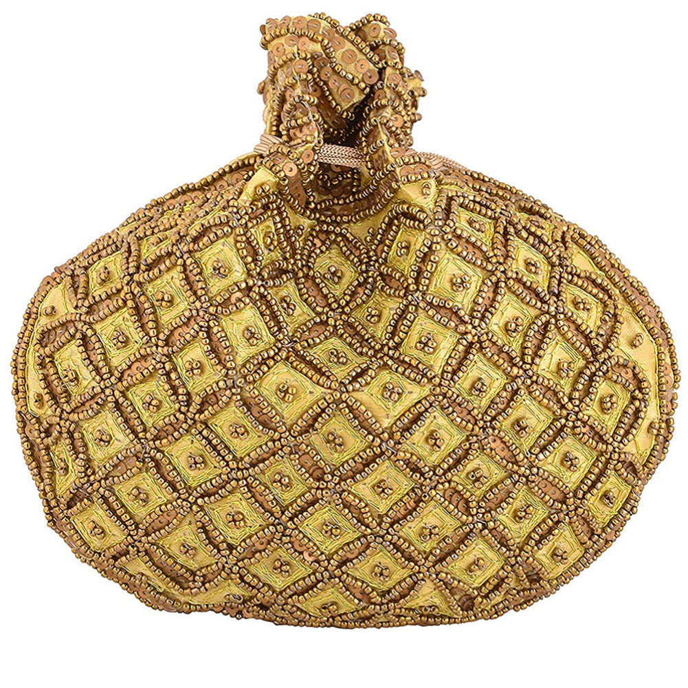 Designer Handcrafted Beads Studded Batwa Potli Bag For Women