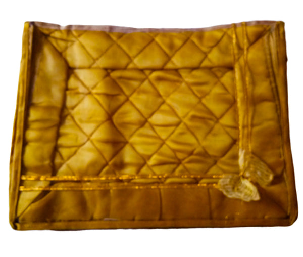 Designer Transparent Golden Quilted Saree Cover Set Saree Cover Bags with Zip Larg Size Box Cover dmsretail