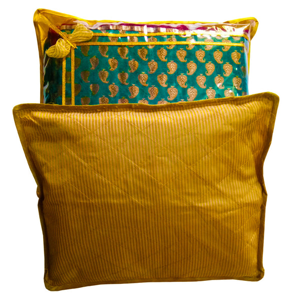 Designer Transparent Golden Quilted Saree Cover Set Storage Bag Saree Cover Bags with Zip dmsretail