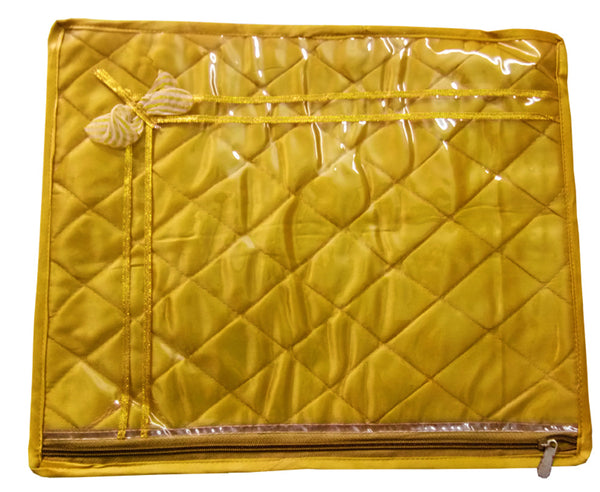 Designer Transparent Golden Quilted Saree Cover Set Storage Bag Saree Cover Bags with Zip dmsretail