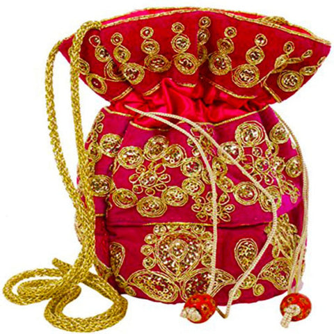 Embroidered Jardoshi Polti Bag Pink dmsretail