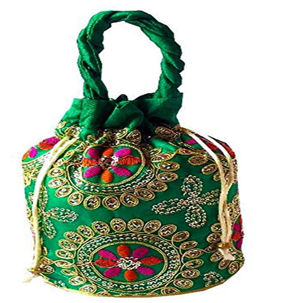 Ethnic Brocade And Silk Jardosh Embroidered Potli bag For Women And Girls dmsretail