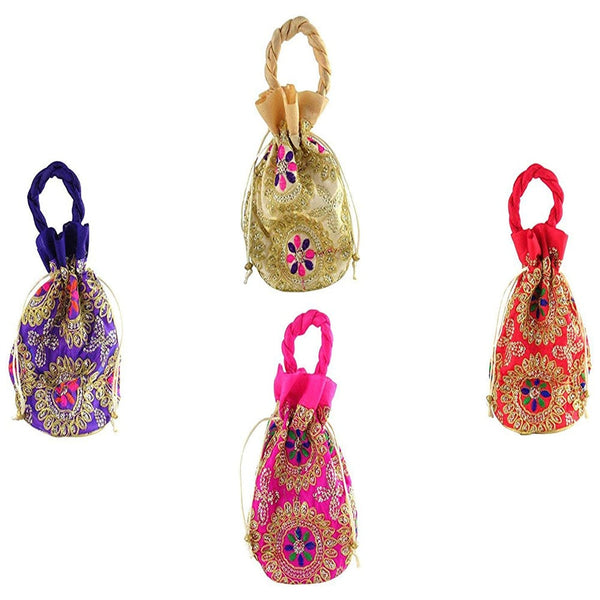 Ethnic Brocade And Silk Jardosh Embroidered Potli bag For Women And Girls dmsretail