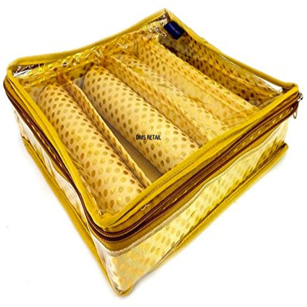 Golden Brocade Bangle Box Bangle case Bangle Organizer 4 Rod- (25 x 26 x 7 cms) dmsretail