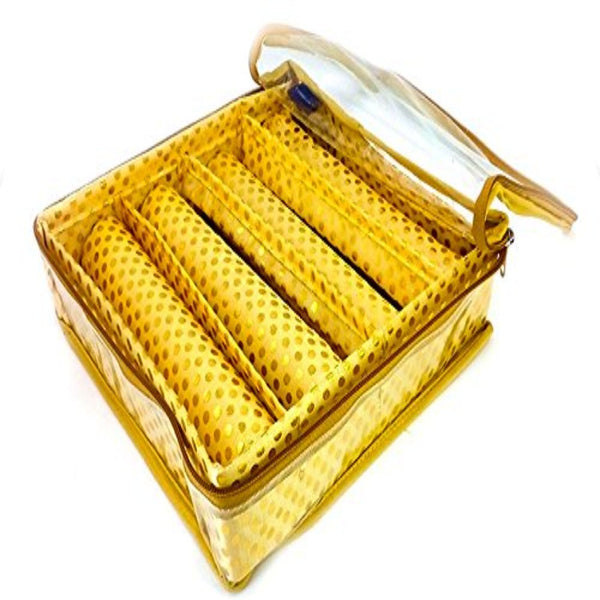 Golden Brocade Bangle Box Bangle case Bangle Organizer 4 Rod- (25 x 26 x 7 cms) dmsretail