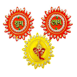 Kundan Studded Multicolor Shubh Labh Sticker for Door Decoration |Wall Home Decoration|Diwali Decoration for Home|Temple Decoration dmsretail