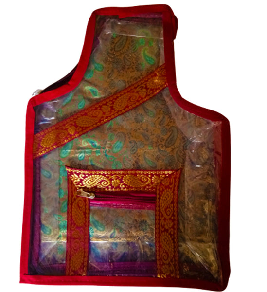 Maroon Transparent Brocade Heavy Material Blouse Cover Bags Peticot Cover Bags Blouse Cover dmsretail