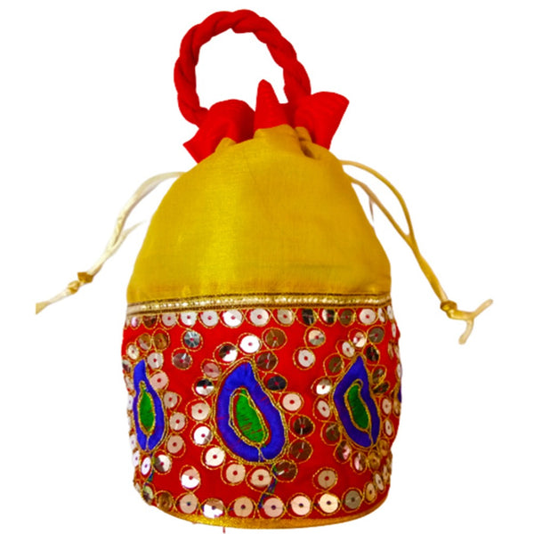 Multicolored Embroidered Rajasthani Traditional Potli Bag Ethnic Potli Bag For Women dmsretail
