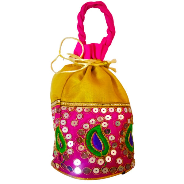 Multicolored Embroidered Rajasthani Traditional Potli Bag Ethnic Potli Bag For Women dmsretail
