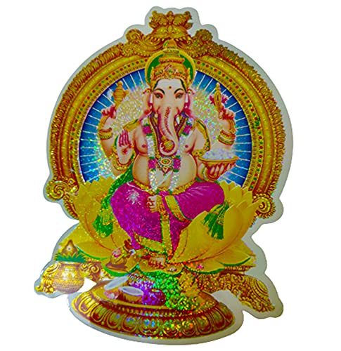 PVC Vinyl Peacock Shubh Labh Ganesh Laxmi Stickers Pack of 1 dmsretail