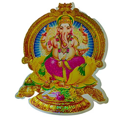 PVC Vinyl Peacock Shubh Labh Ganesh Laxmi Stickers Pack of 1 dmsretail