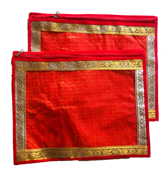 Printed Designer Transparent Saree Cover Red dmsretail