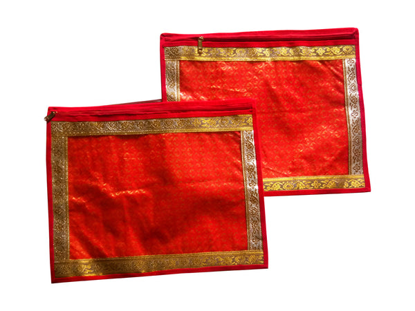 Printed Designer Transparent Saree Cover Red dmsretail