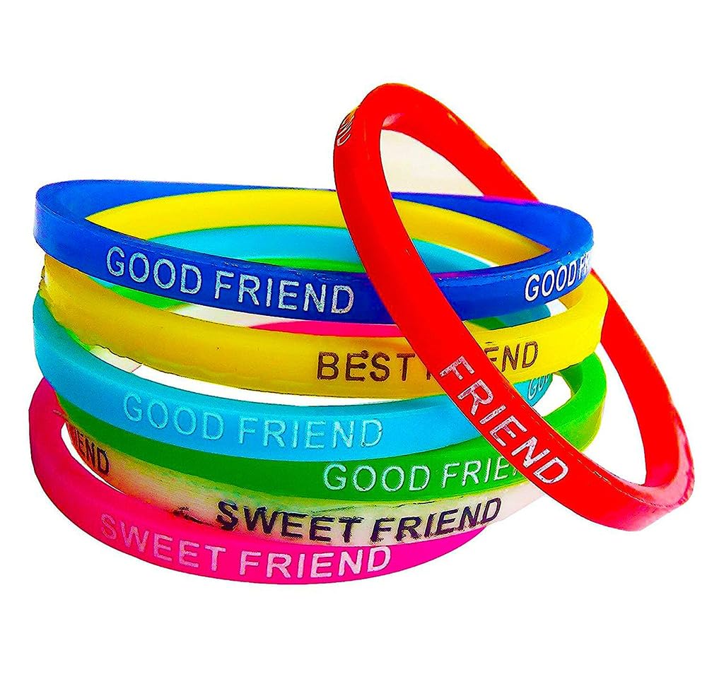 Printed Multicolor Rubber Thin Friendship Band for Girls and Boys Friendship Belt for Friends Friendship Bracelets Free Size dmsretail