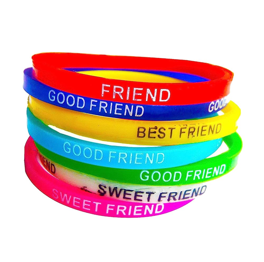 Printed Multicolor Rubber Thin Friendship Band for Girls and Boys Frie dmsretail