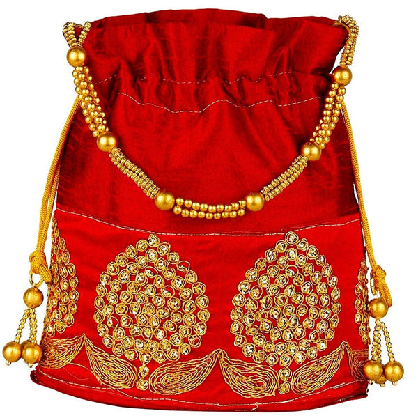 Rajasthani Potli Bag For Wedding Satchel Bag For Women And Girls Combo Of 4 Potli Bag Red Blue Pink Yellow dmsretail