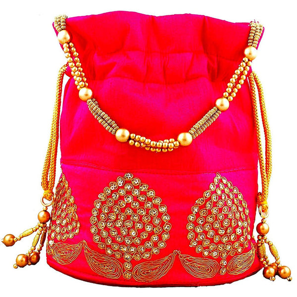 Rajasthani Potli Bag For Wedding Satchel Bag For Women And Girls Combo Of 4 Potli Bag Red Blue Pink Yellow dmsretail