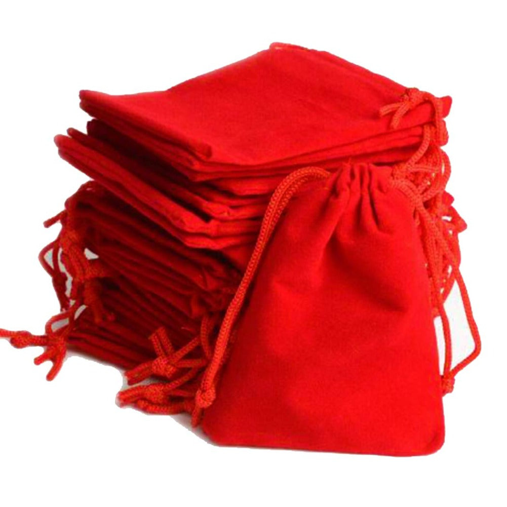 Velvet Drawstring Pouch Bag (Red) dmsretail