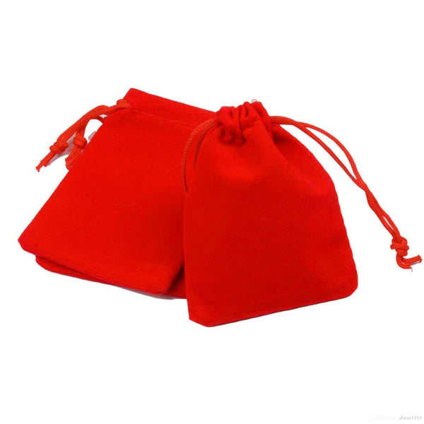 Velvet Drawstring Pouch Bag (Red) dmsretail