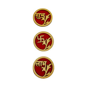 Wooden Designer Shubh Labh Sticker for Door Decoration Swastik Stickers for Floor Decoration - Complete Package for Diwali Decoration dmsretail